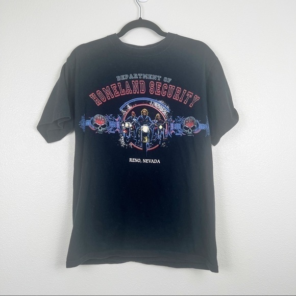 RENO Nevada Department Of Homeland Security Motorcycle Graphic Tee Shirt Sz M - Picture 1 of 3